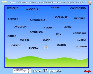 trova 10 parole sce sci